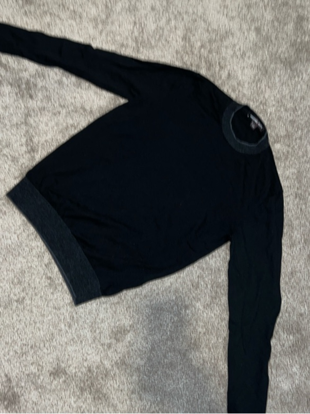Michael Kors Black Crewneck Sweater with Heather Trim